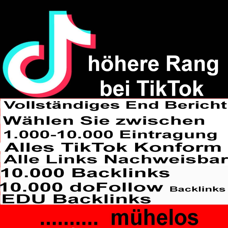 TikTok Video Ranking 1 Mio. Backlinks für 15 Euro kaufen