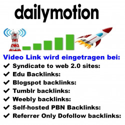 Dailymotion Video Ranking als Backlink nur hier 500 X ab 5.- Euro kaufen