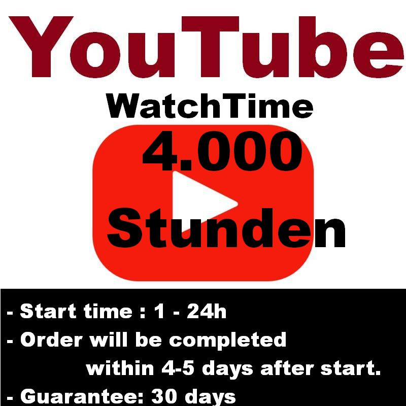 YouTube Watchtime -exklusiv- 4.000 Stunden fertig in 4-5 Tagen