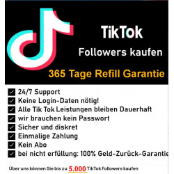 TikTok Followers mit 365 Tage Refill Garantie! schon ab 7 €uro kaufen