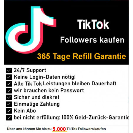 TikTok Followers mit 365 Tage Refill Garantie! schon ab 3 €uro kaufen