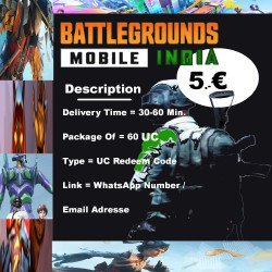 bgmi battleground India hier 60 UC für 5.-Euro