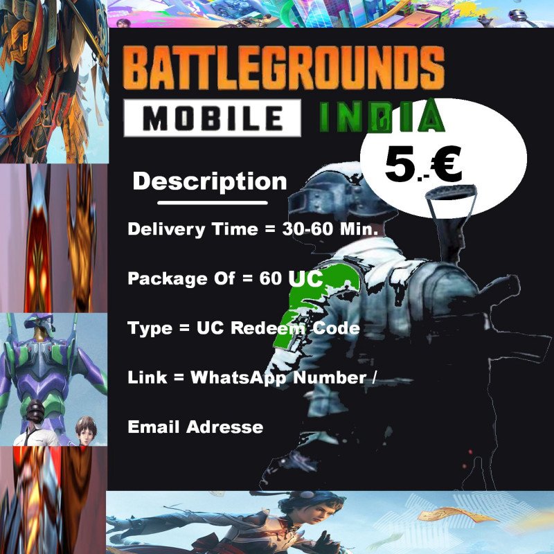 bgmi battleground India hier 60 UC für 5.-Euro