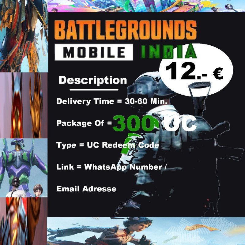 bgmi battleground India hier 300 UC für 12.-Euro