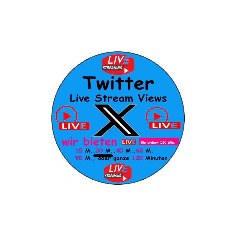 Twitter Live stream Views kaufen 30 Min. ab 12.- Euro-sichere Zahlung per Paypal