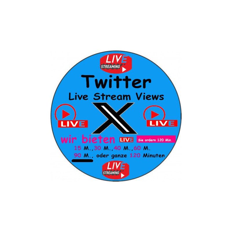 Twitter Live stream Views kaufen 90 Min. ab 18.- Euro-sichere Zahlung per Paypal